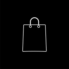 Paper shop bag icon isolated on black background