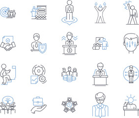 Empowerment line icons collection. Empowerment, Self-confidence, Strength, Motivation, Courage, Inner power, Assertiveness vector and linear illustration. Generative AI