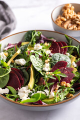 Green Salad with Beetroot, Feta Cheese, Walnuts