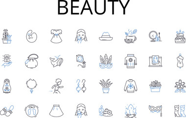 Beauty line icons collection. Elegance, Splendor, Attractiveness, Charm, Gracefulness, Magnificence, Gorgeousness vector and linear illustration. Exquisiteness,Allure,Loveliness outline Generative AI