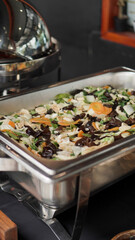 indonesian stir fry vegetable food served on the table or catering or prasmanan style in wedding party

