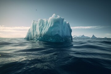 Fototapeta na wymiar Iceberg melting in ocean due to climate change. Generative AI