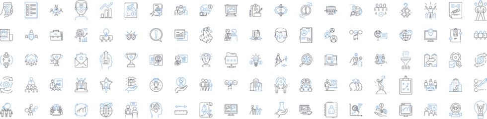 Business boost line icons collection. Profit, Success, Growth, Investment, Marketing, Branding, Innovation vector and linear illustration. Efficiency,Analytics,Performance outline signs Generative AI