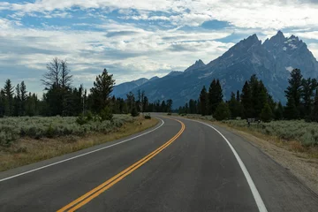Foto op Plexiglas Tetongebergte Road to the mountains, Grand Tetons