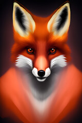 head of a red fox on a dark background, generative ai