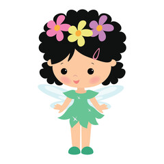 Cute little garden fairy vector cartoon illustration