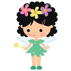 Cute little garden fairy vector cartoon illustration