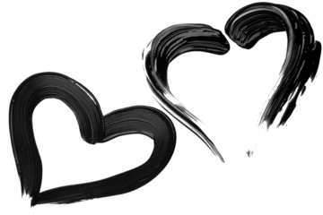 Heart shape from black mascara on transparent background. Beauty product swatch
