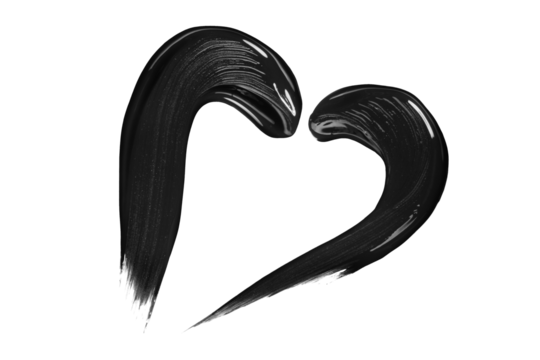 Heart shape from black mascara on transparent background. Beauty product swatch - Powered by Adobe