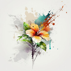 Fototapeta na wymiar Watercolor flower isolated. Illustration AI Generative.
