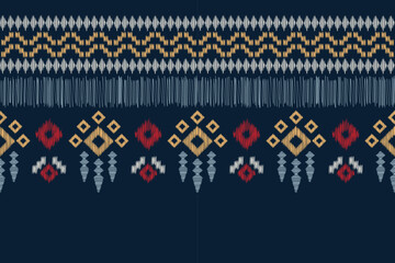 Ethnic Ikat fabric pattern geometric style.African Ikat embroidery Ethnic oriental pattern navy blue background. Abstract,vector,illustration.For texture,clothing,scraf,decoration,carpet.