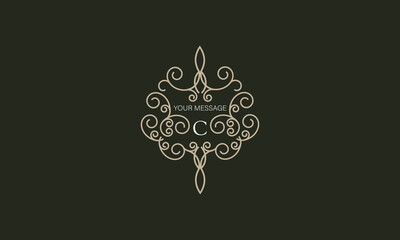 Elegant logo with elements of calligraphic elegant ornament and letter C. Identity design for shop or cafe, store, restaurant, boutique, hotel, heraldic shop, fashion, etc.