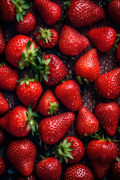Strawberry background. Illustration Generative AI.