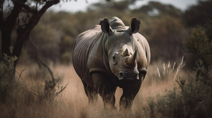 rhinoceros in the savannah. Generative AI