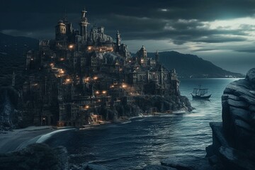 Mysterious and mythical city lost to the sea. Generative AI