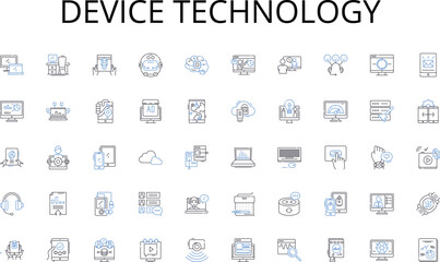 Device technology line icons collection. Traffic, Transit, Walk, Carpool, Bike, Train, Subway vector and linear illustration. Rush,Gridlock,Ferry outline signs set Generative AI