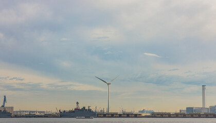 Fototapeta na wymiar Scenic view of Yokohama Port near Tokyo, Japan