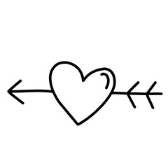Heart Arrow Doodle Illustration 