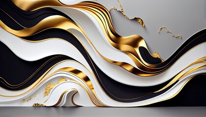 Refined Marble and Gold Wallpaper, Elegant Abstract Image with Opulent Textures and Luxurious Accents - Toon Shading. Generative AI