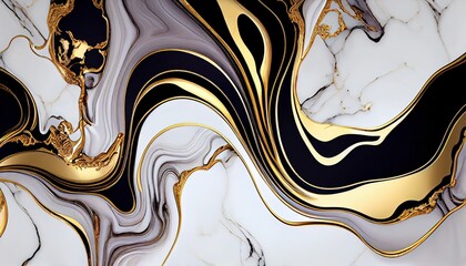 Refined Marble and Gold Wallpaper, Elegant Abstract Image with Opulent Textures and Luxurious Accents - Toon Shading. Generative AI