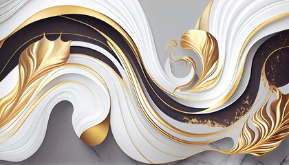 Refined Marble and Gold Wallpaper, Elegant Abstract Image with Opulent Textures and Luxurious Accents - Toon Shading. Generative AI