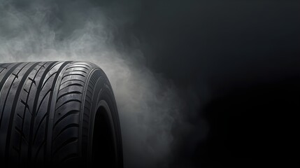 tire with black and smoky background. Generative AI