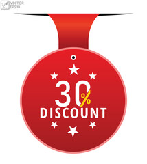 Vector illustration modern 30% Discount banner, Isolated web element.