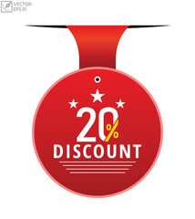 20% Discount Vector banner ribbon design