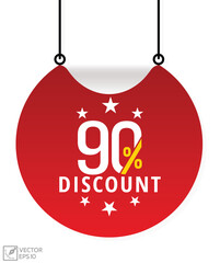 90 Percents Discount Vector banner ribbon design.