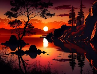 Beautiful sunset landscape