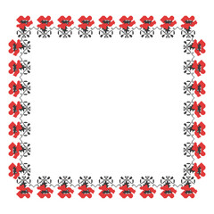 Rectangular frame made of vegetable. floral ornament, a border in the form of a circle from elements of traditional Ukrainian geometric cross-stitch, amulets, for decorating weddings, celebrations