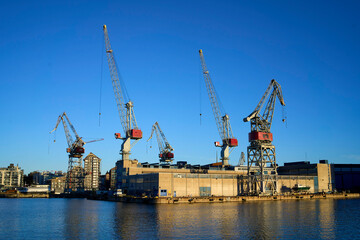 Cranes around Helsinki harbor, Helsinki, Finland