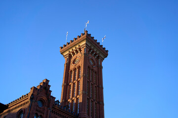 A building with tower in central Helsinki, Finland
