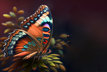 Fototapeta na wymiar Colorful butterfly with wings spread out , Generative AI illustration