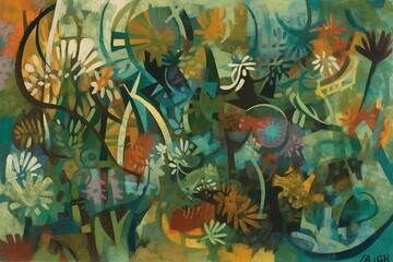 Beautiful abstract painting, image created with generative ai