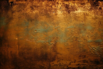 Old Scary Rusty Rough Golden and Copper Metal Surface texture, background for Halloween or haunted house games, created with Generative AI