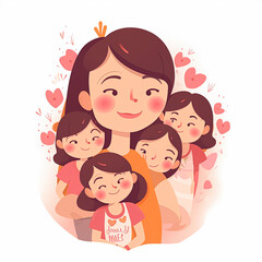 Obraz na płótnie Canvas Happy Mothers Day, mom day, white background. Generative AI
