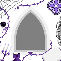 Frame in gothic style. Illustration for holiday and party. Halloween or masquerade.