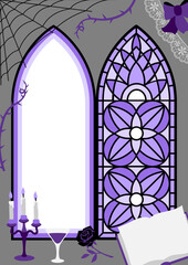 Frame in gothic style. Illustration for holiday and party. Halloween or masquerade.