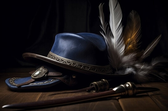 Antique musketeer hat. Generative AI