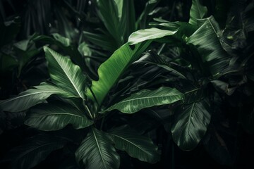 Fototapeta na wymiar Foliage of lush tropical greenery. Generative AI