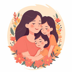 Fototapeta na wymiar Happy Mothers Day, mom day, white background. Generative AI