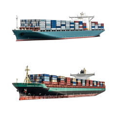 container ship with containers, cargo ship, cargo vessel, cargo ships transparent - obrazy, fototapety, plakaty
