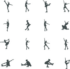 Figure skating silhouette, Ice skating silhouette, Female figure skating silhouette, Figure skating SVG, Figure skating vector.