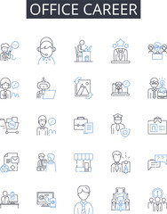 Obraz na płótnie Canvas Office career line icons collection. Corporate ladder, Professional trajectory, Executive path, Business progression, Work advancement, Occupation journey, Job trajectory vector and Generative AI