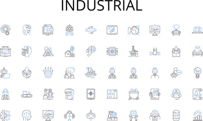 Industrial line icons collection. Diversification, Growth, Expansion, Outreach, Penetration, Market entry, Globalization vector and linear illustration. Acquisition,Merger,Partnership Generative AI