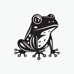 A frog black and white illustration, suitable for logo design, print on demand, sticker design, etc..