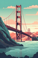 a bridge at sunset, generated Ai