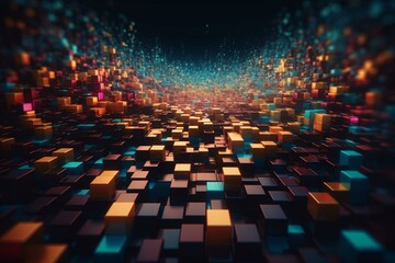 Obraz premium Colorful square and line abstract background. Generative AI
