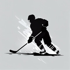 silhouette, hockey, player, NHL, Illustration, sport, vector, skating, activity, icon, sports, ice, winter sport, generative ai, cfc2023spr